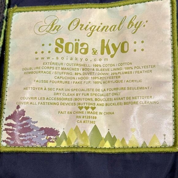 Soia & Kyo Herringbone Down Parka with fur lined zip off hood. Size Petite Small - Picture 7 of 10